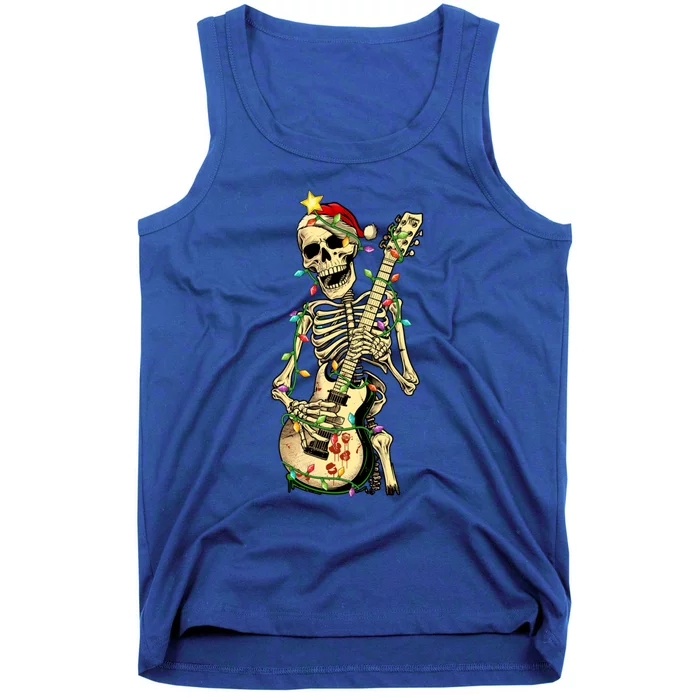 Christmas Rocker Skeleton Santa Rock Hand Xmas Great Gift Tank Top