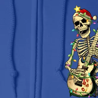 Christmas Rocker Skeleton Santa Rock Hand Xmas Great Gift Full Zip Hoodie