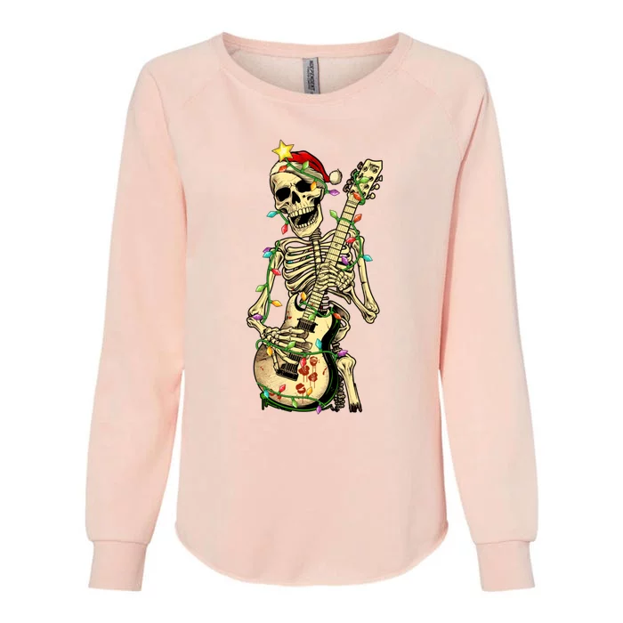 Christmas Rocker Skeleton Santa Rock Hand Xmas Great Gift Womens California Wash Sweatshirt