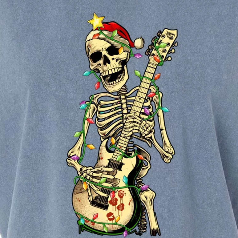 Christmas Rocker Skeleton Santa Rock Hand Xmas Great Gift Garment-Dyed Women's Muscle Tee