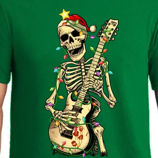 Christmas Rocker Skeleton Santa Rock Hand Xmas Great Gift Pajama Set