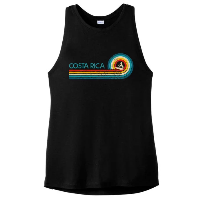 Costa Rica Surf Vintage Beach Surfer Surfing Gift Ladies Tri-Blend Wicking Tank