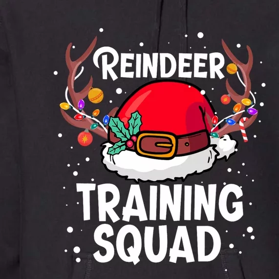 Christmas Running Santa Reindeer Training Squad Xmas Lights Premium Hoodie