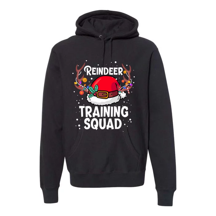 Christmas Running Santa Reindeer Training Squad Xmas Lights Premium Hoodie