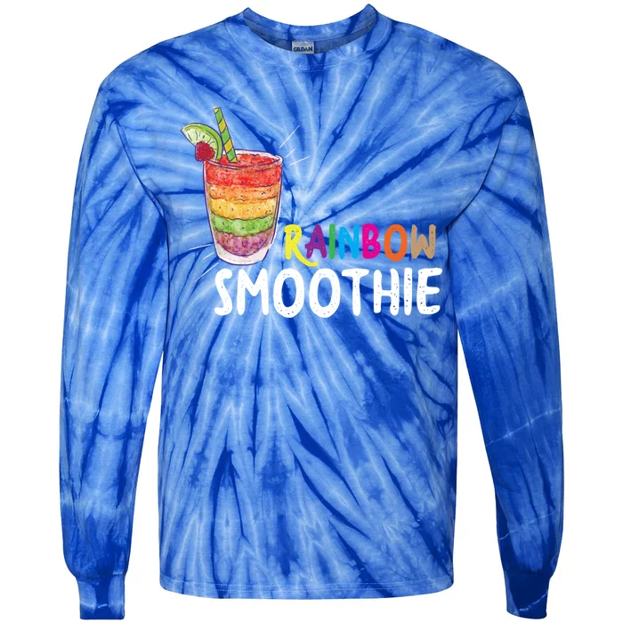 Cool Rainbow Smoothie Lgbtq Fruits Fitness Junkies Gift Tie-Dye Long Sleeve Shirt