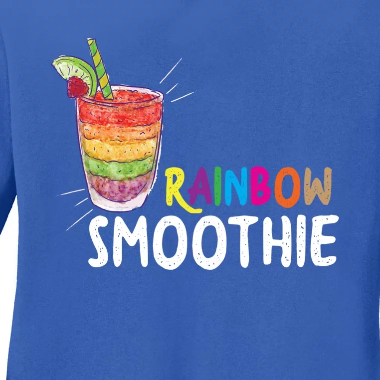 Cool Rainbow Smoothie Lgbtq Fruits Fitness Junkies Gift Ladies Long Sleeve Shirt