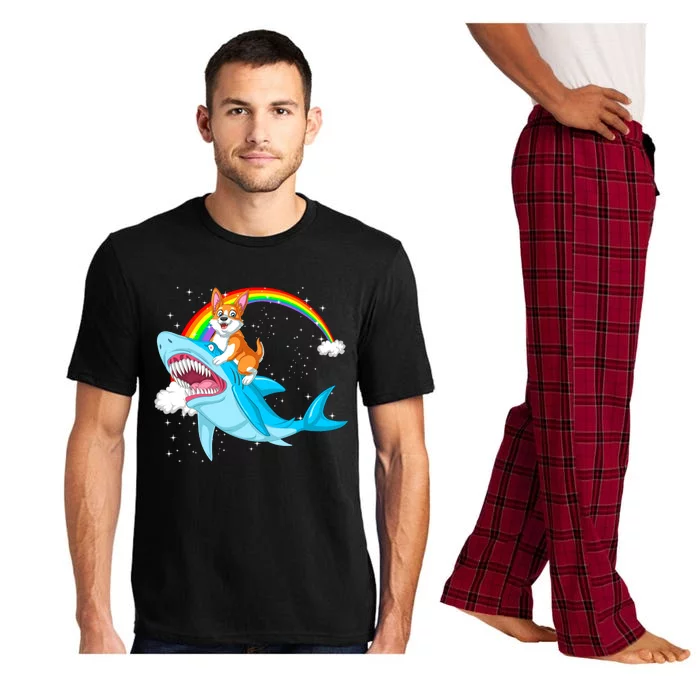 Corgi Riding Shark Pajama Set