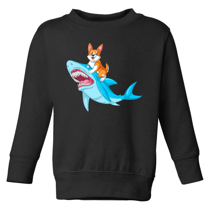 Corgi Riding Shark Toddler Sweatshirt