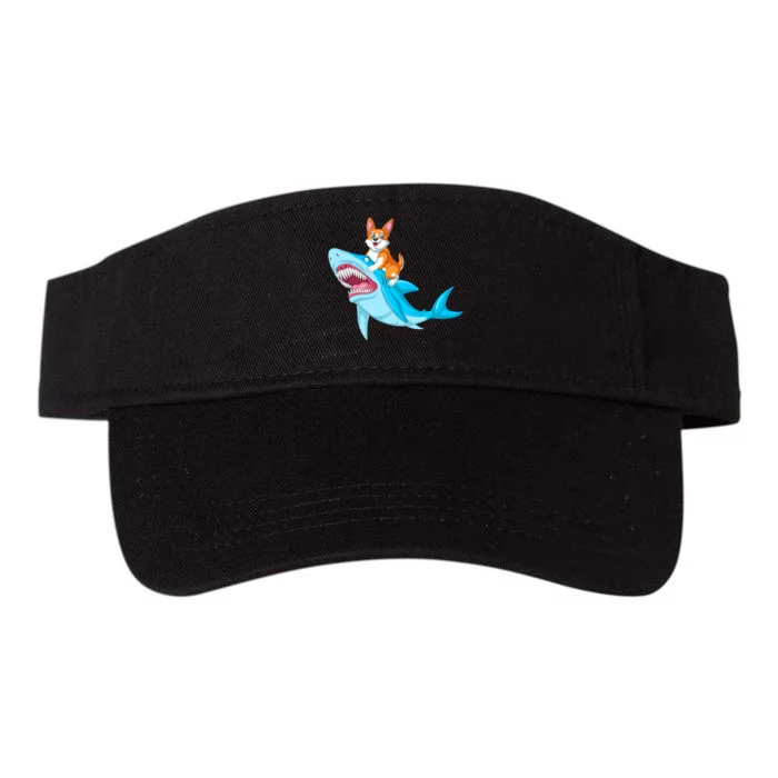 Corgi Riding Shark Valucap Bio-Washed Visor