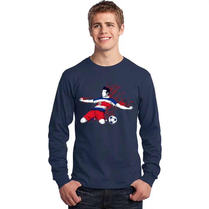 Costa Rica Soccer Costa Rican National Flag Football Lovers Long Sleeve Shirt