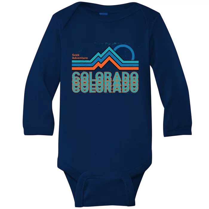 Colorado Retro Style Adventure Logo Baby Long Sleeve Bodysuit