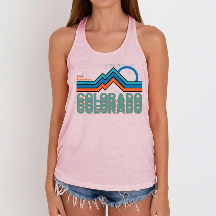 Colorado Retro Style Adventure Logo Women's Knotted Racerback Tank