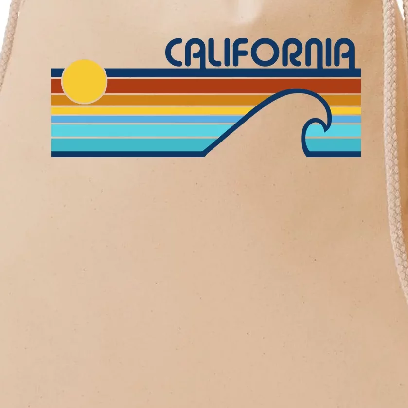 California Retro Sunset Beach Drawstring Bag