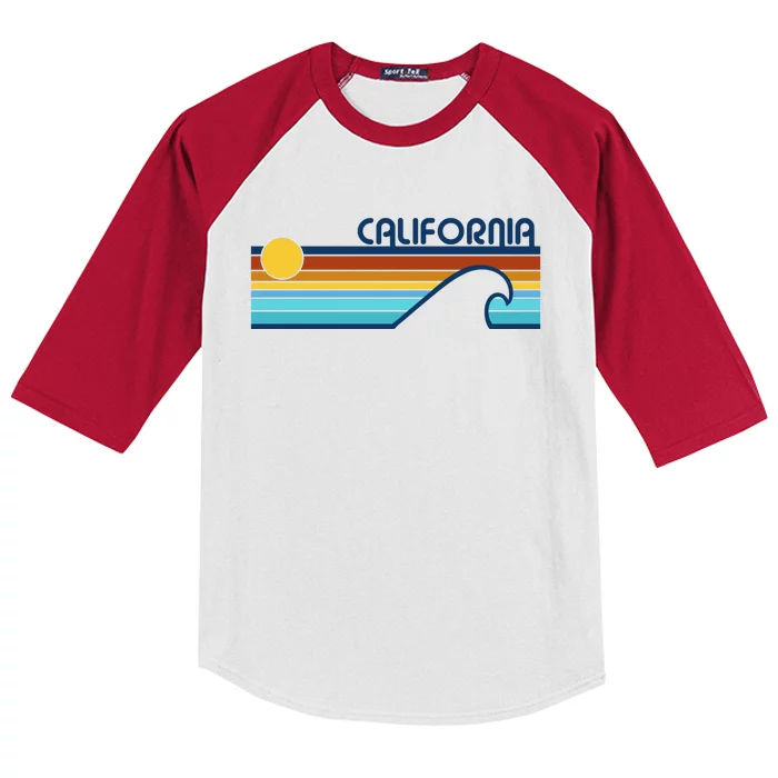 California Retro Sunset Beach Kids Colorblock Raglan Jersey