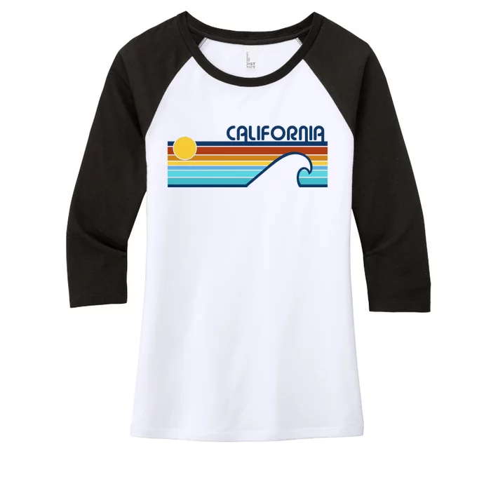 California Retro Sunset Beach Women's Tri-Blend 3/4-Sleeve Raglan Shirt