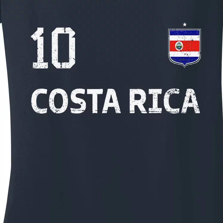 Costa Rica Soccer Fan Jersey Costa Rica Flag Football Lovers Women's V-Neck T-Shirt