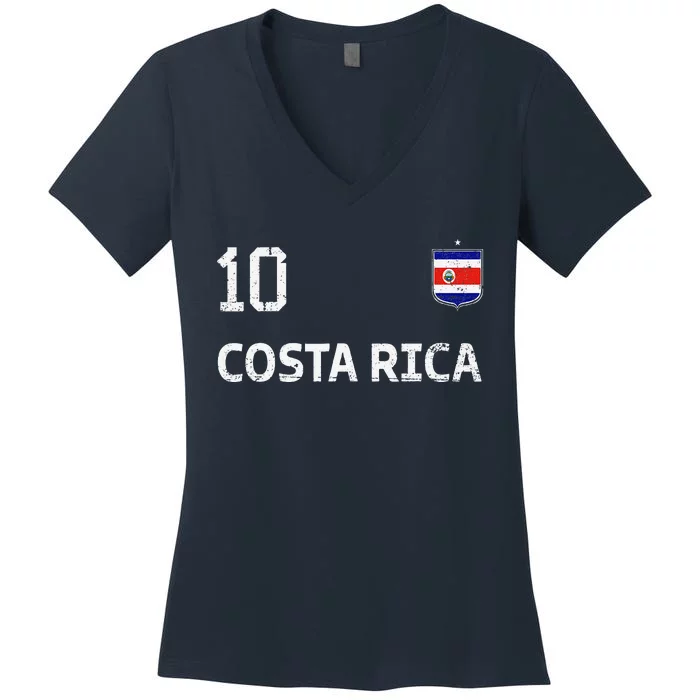 Costa Rica Soccer Fan Jersey Costa Rica Flag Football Lovers Women's V-Neck T-Shirt