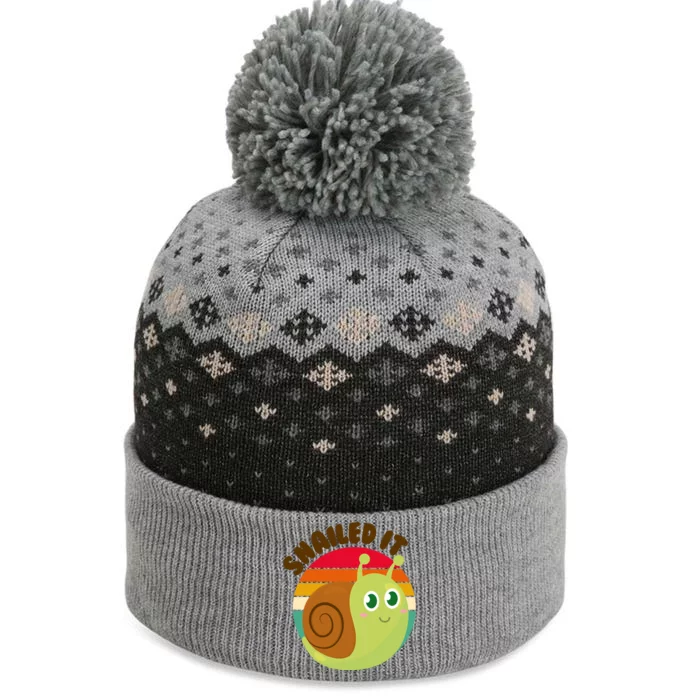 Cute Retro Snailed It The Baniff Cuffed Pom Beanie