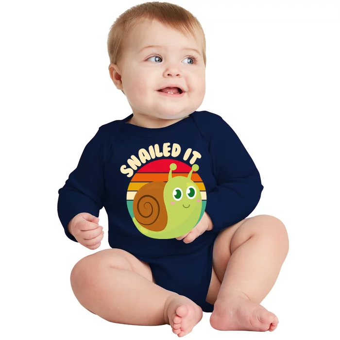 Cute Retro Snailed It Baby Long Sleeve Bodysuit