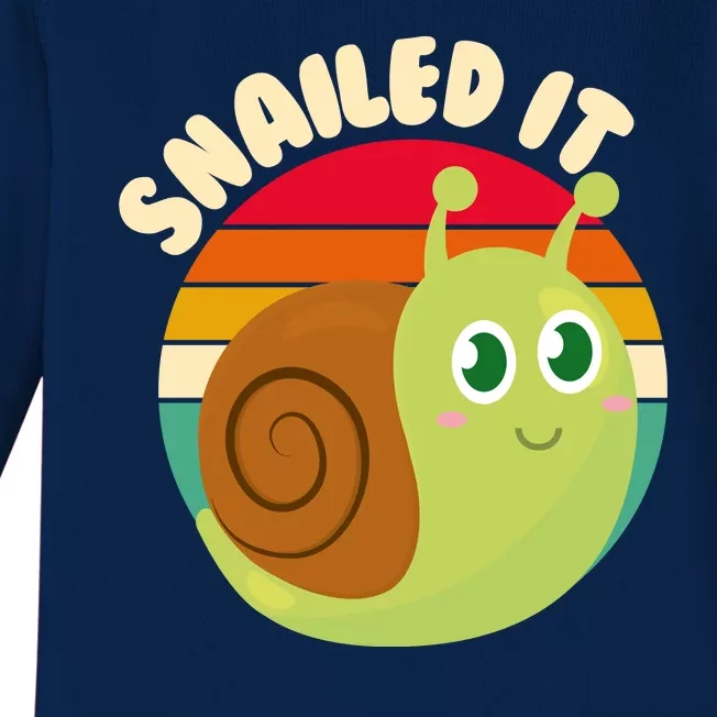 Cute Retro Snailed It Baby Long Sleeve Bodysuit