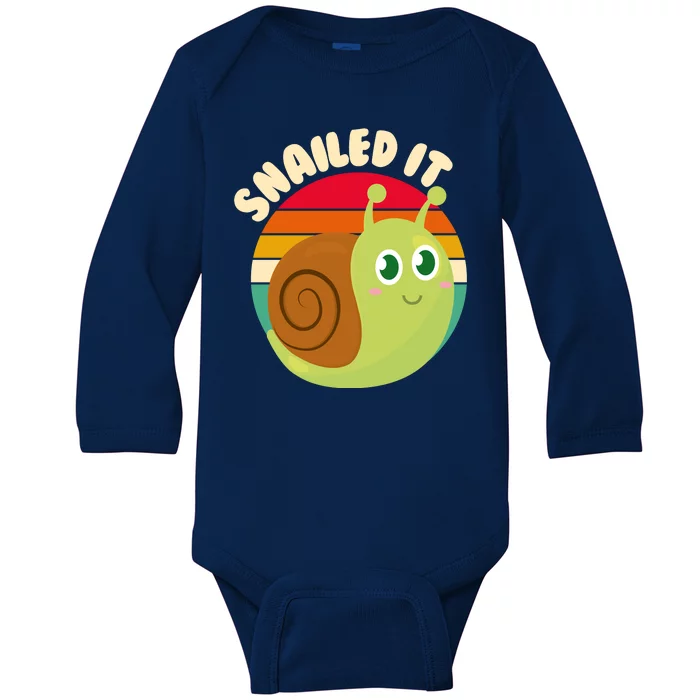 Cute Retro Snailed It Baby Long Sleeve Bodysuit