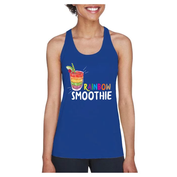 Cool Rainbow Smoothie Lgbtq Fruits Fitness Junkies Gift Women's Racerback Tank