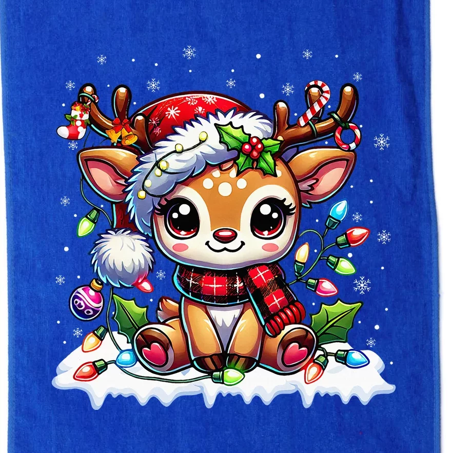 Cute Reindeer Santa Christmas 2024 Xmas Platinum Collection Golf Towel