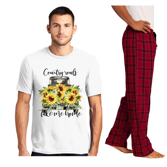 Country Roads Sunflowers Truck Country Vibe Take Me Home Pajama Set