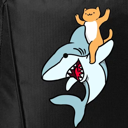 Cat Riding Shark City Backpack