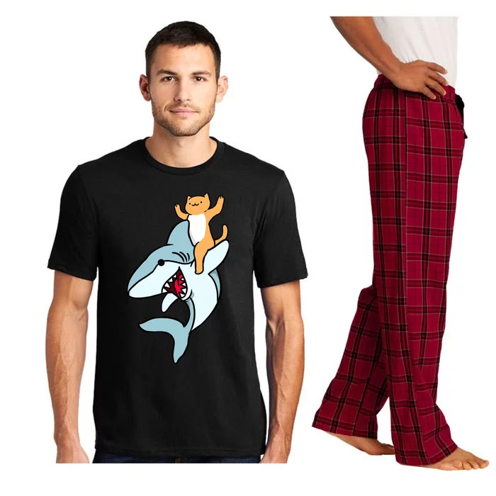 Cat Riding Shark Pajama Set