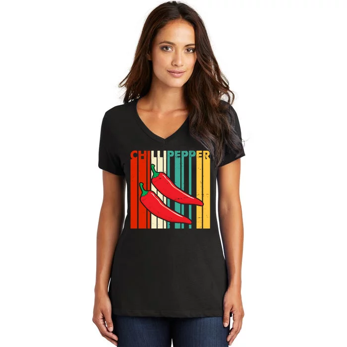 Chillipepper Retro Sunset Women's V-Neck T-Shirt