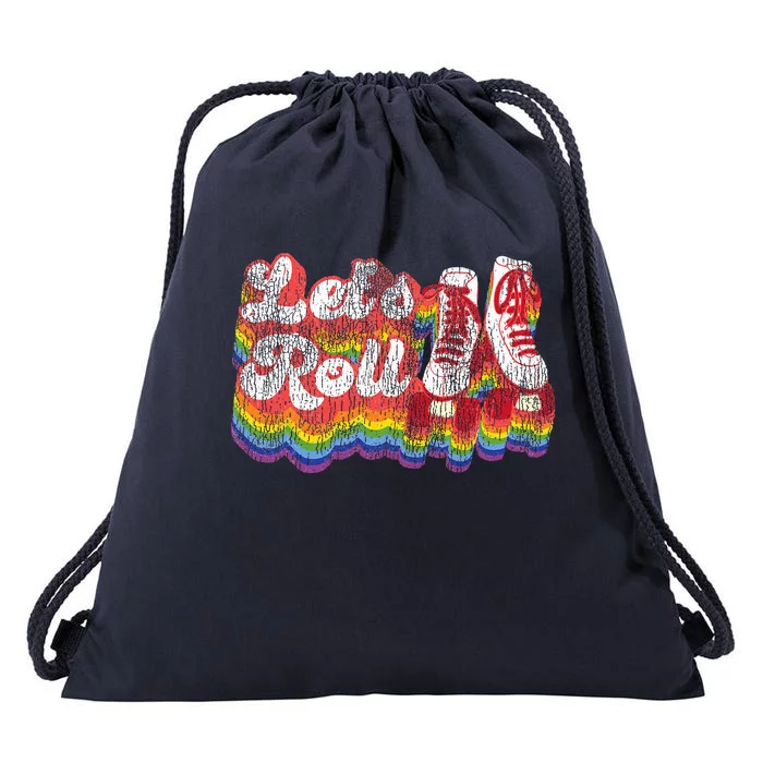 Cool Roller Skating Skate 1970S Retro Drawstring Bag