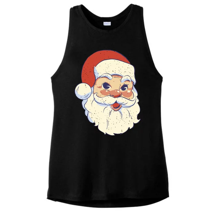 Cute Retro Santa Claus Holiday Ladies Tri-Blend Wicking Tank