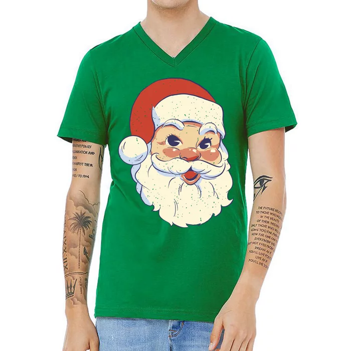 Cute Retro Santa Claus Holiday V-Neck T-Shirt