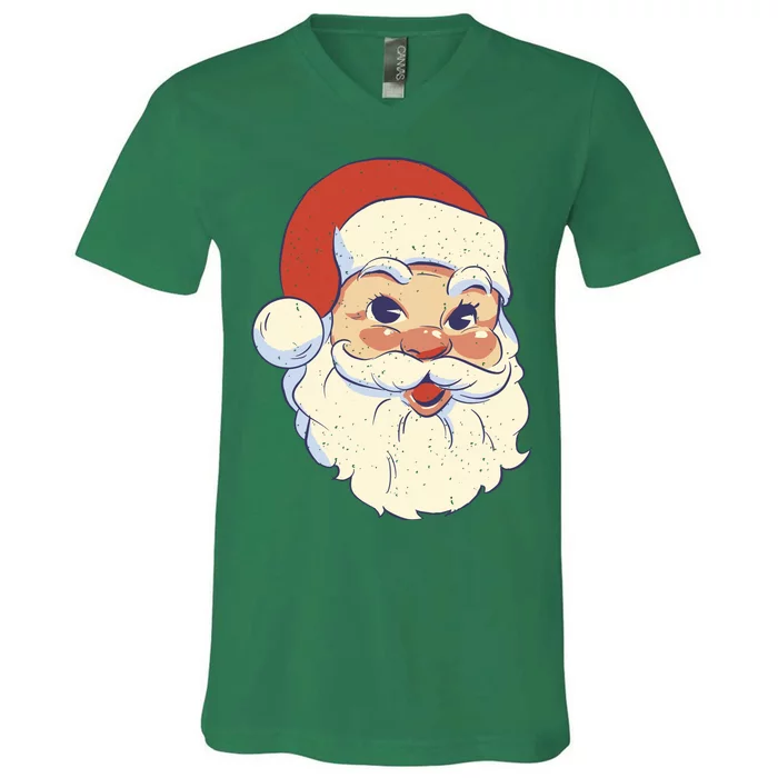 Cute Retro Santa Claus Holiday V-Neck T-Shirt