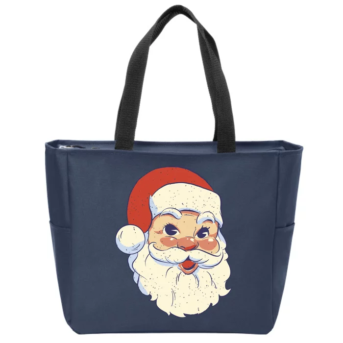 Cute Retro Santa Claus Holiday Zip Tote Bag