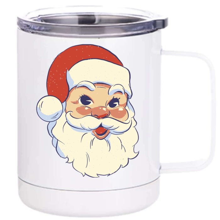 Cute Retro Santa Claus Holiday Front & Back 12oz Stainless Steel Tumbler Cup