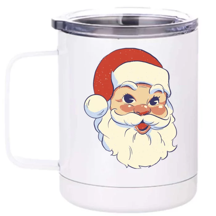 Cute Retro Santa Claus Holiday Front & Back 12oz Stainless Steel Tumbler Cup