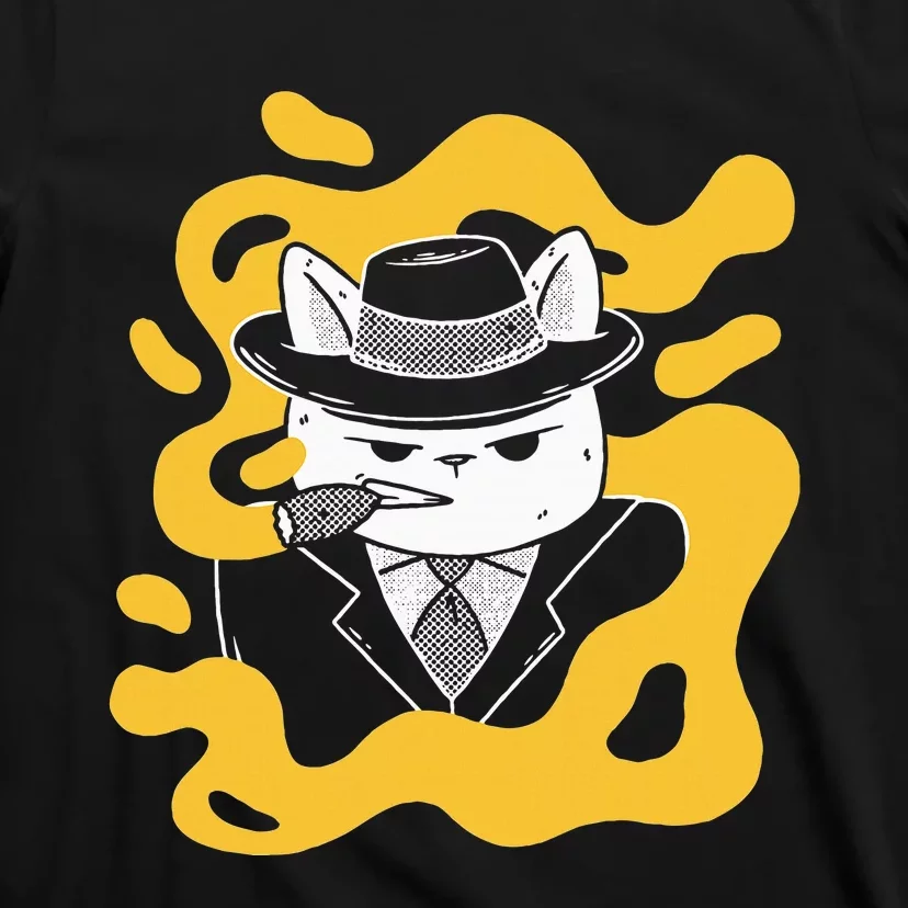 Cool Retro Style Gangster Mob Boss Cat Cigar T-Shirt