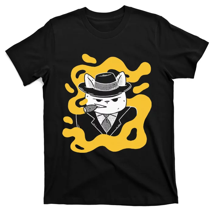 Cool Retro Style Gangster Mob Boss Cat Cigar T-Shirt