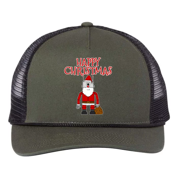 Christmas Robot Santa Engineer Funny Gift Retro Rope Trucker Hat Cap