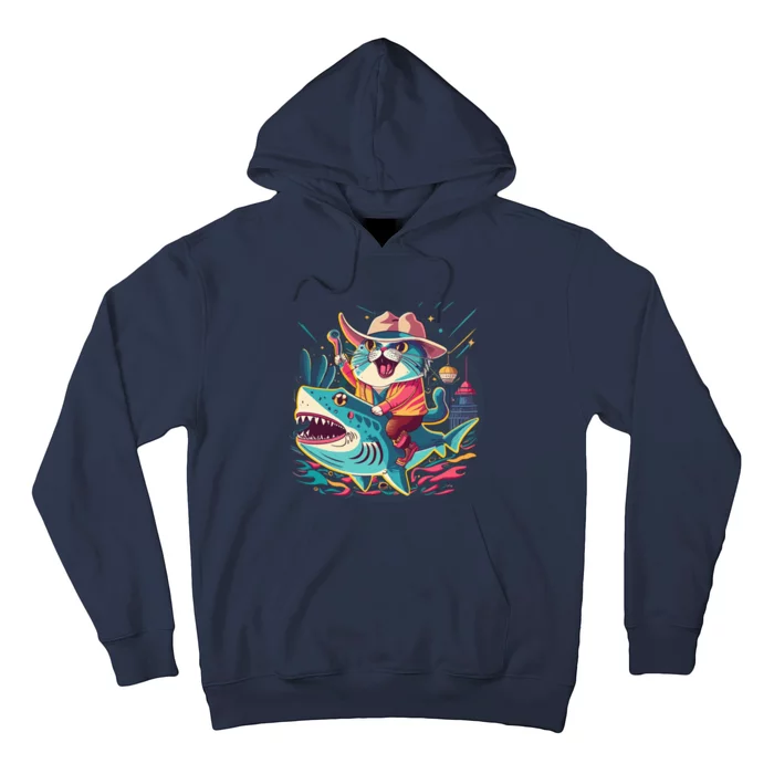 Cat Riding Shark Hoodie