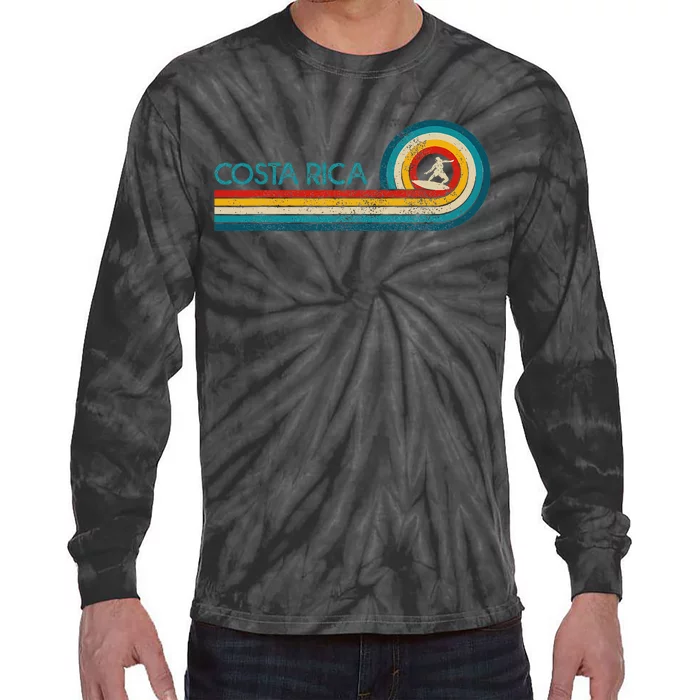 Costa Rica Surf Vintage Beach Surfer Surfing Gift Tie-Dye Long Sleeve Shirt