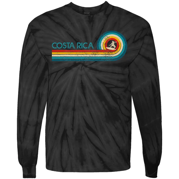 Costa Rica Surf Vintage Beach Surfer Surfing Gift Tie-Dye Long Sleeve Shirt