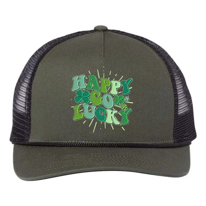 Cute Retro St Patrick's Day Happy Go Lucky Retro Rope Trucker Hat Cap