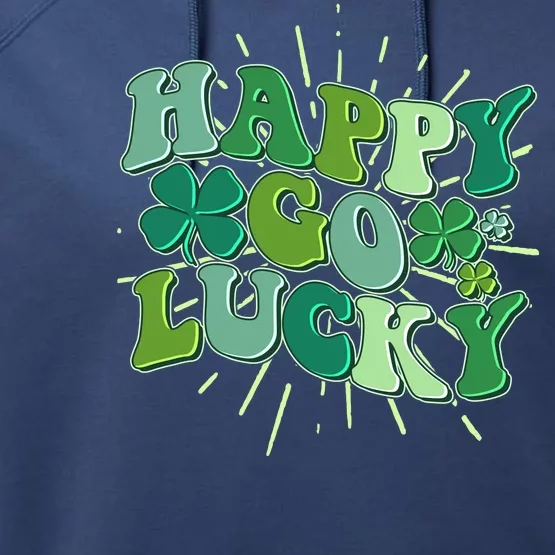 Cute Retro St Patrick's Day Happy Go Lucky Performance Fleece Hoodie