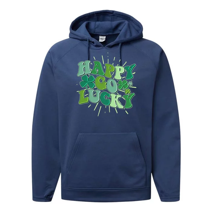 Cute Retro St Patrick's Day Happy Go Lucky Performance Fleece Hoodie