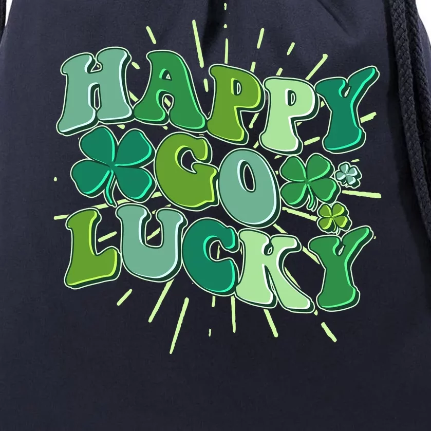 Cute Retro St Patrick's Day Happy Go Lucky Drawstring Bag