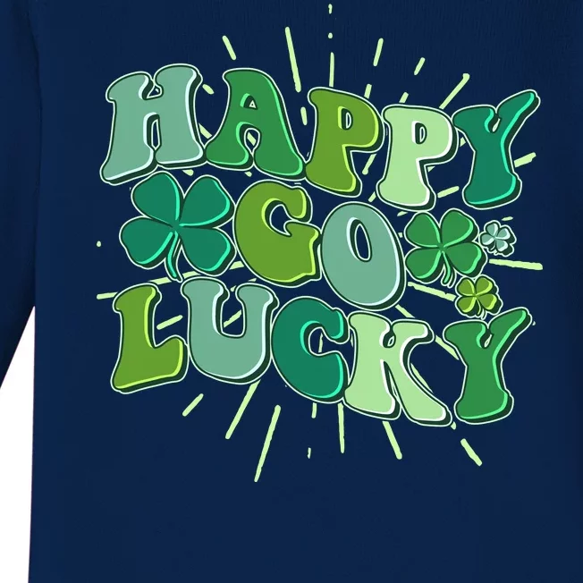 Cute Retro St Patrick's Day Happy Go Lucky Baby Long Sleeve Bodysuit