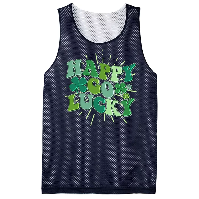 Cute Retro St Patrick's Day Happy Go Lucky Mesh Reversible Basketball Jersey Tank